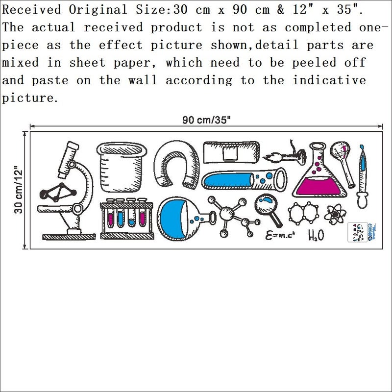 BIBITIME Science Laboratory Wall Decals Vinyl Chemical Element Tool Stickers for School Classroom Nursery Bedroom Children Student Study Teens Kids Room Decor DIY Home Art Decorations - Image 3